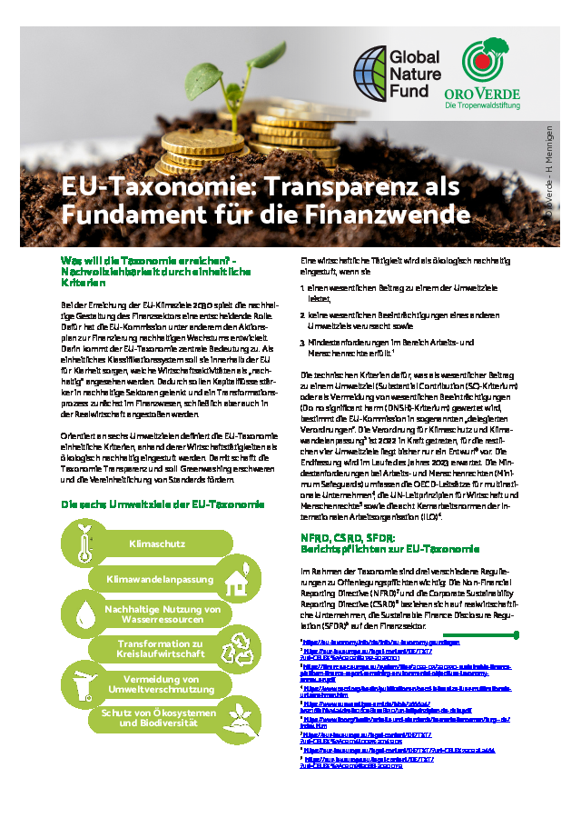 EU-Taxonomie Transparenz als Fundament für die Finanzwende
