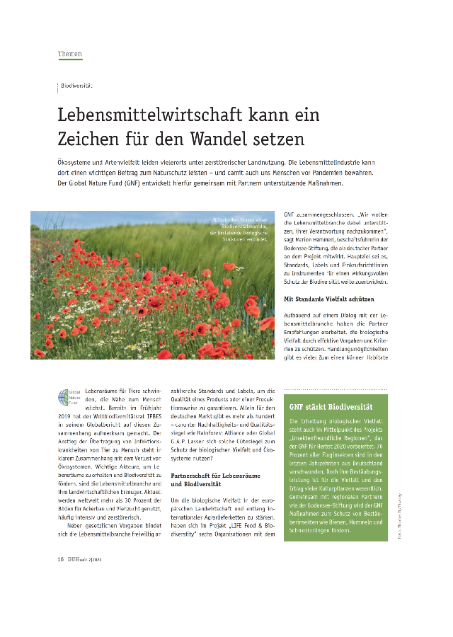 Lebensmittelwirtschaft kann ein Zeichen für den Wandel setzen