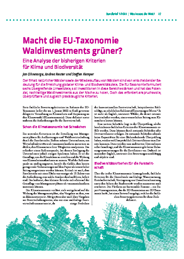 Macht die EU-Taxonomie Waldinvestments grüner
